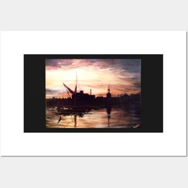 SAILING BARGE PASSING ST MARY'S CHURCH ROTHERHITHE LONDON Wall Art by MackenzieTar